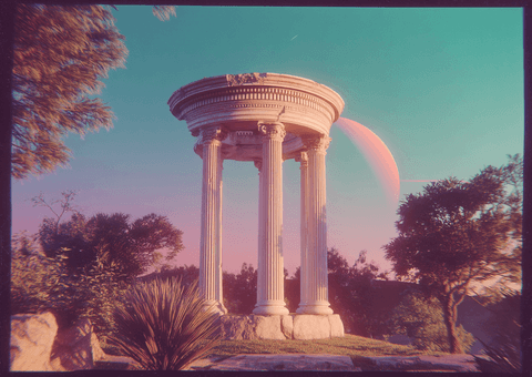 Ancient Temple Saturn: ancient, temple — AI-generated Concept Art image made with Midjourney