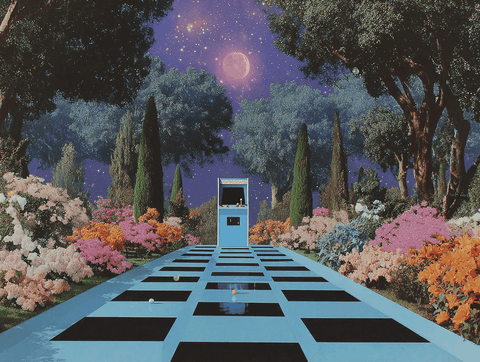 Cosmic Garden Arcade: surreal, garden — AI-generated Concept Art image made with Midjourney