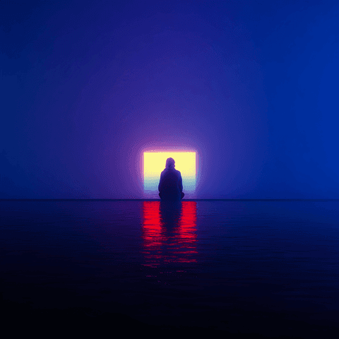 Portal Reflection: neon, meditative — AI-generated Concept Art image made with Midjourney