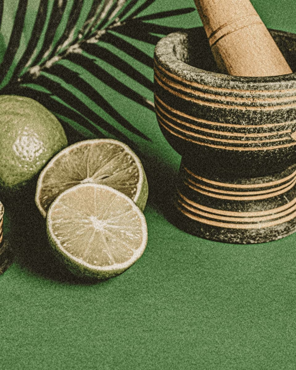Olive Green Mortar Set: mortar, kitchen — AI-generated Reference image made with Midjourney