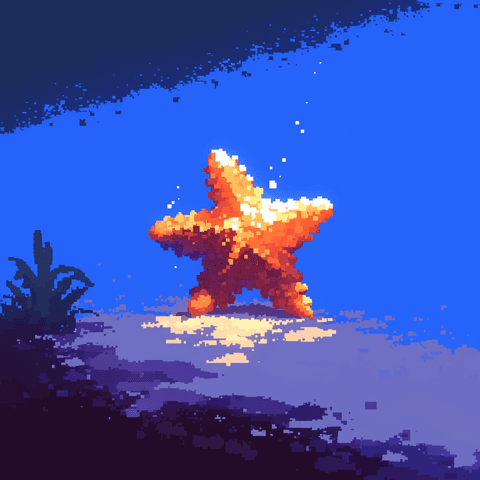 Pixel Starfish: pixel, starfish — AI-generated Concept Art image made with Midjourney