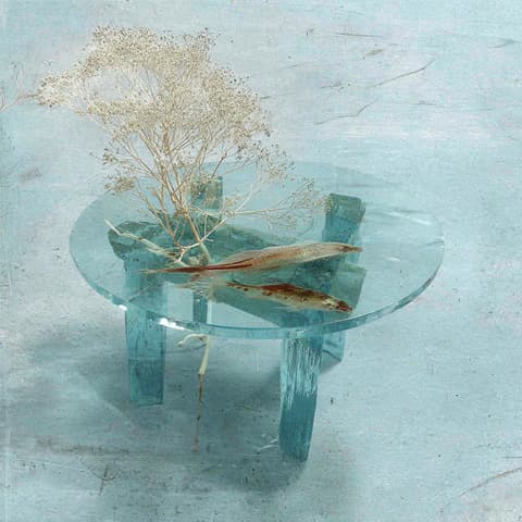 Glass Fairy Table: glass, table — AI-generated Concept Art image made with Midjourney