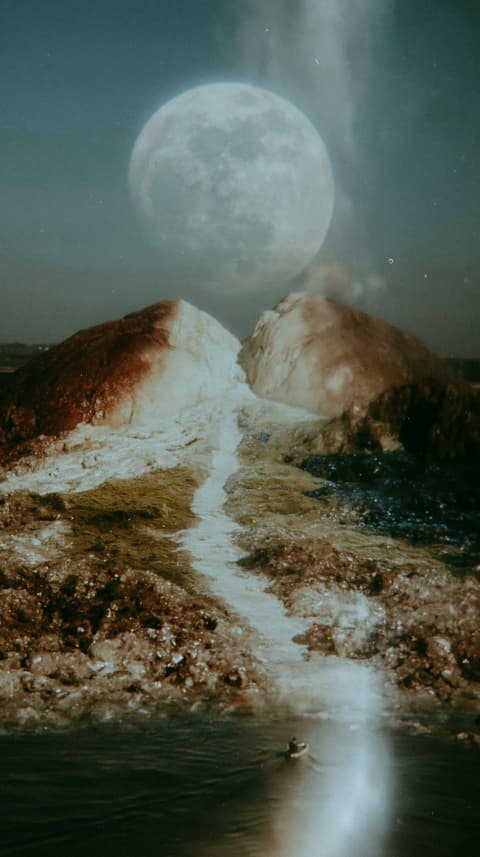 White Path to the Moon: moon, surreal — AI-generated Concept Art image made with Midjourney
