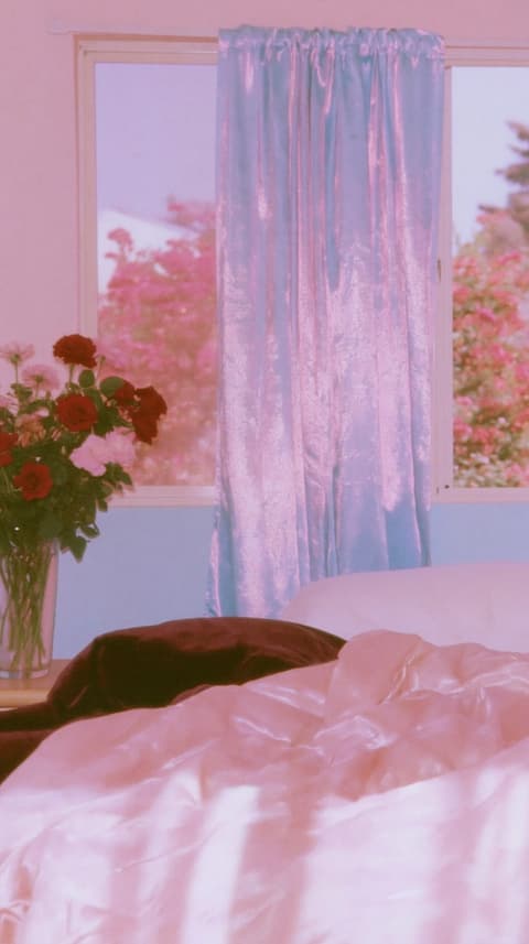 Pink Morning Room: flowers, pink — AI-generated Photorealistic image made with Midjourney