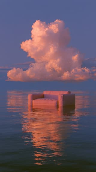 Sofa on a Still Ocean: surreal, ocean — AI-generated Concept Art image made with Midjourney