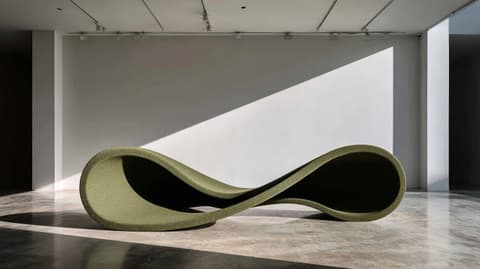 Sage Ribbon Bench: furniture, sage green — AI-generated Photorealistic image made with Midjourney