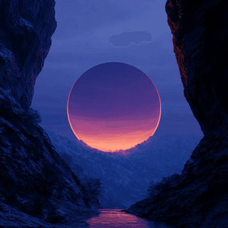 Surreal Sunset Sphere: surreal, landscape — AI-generated Concept Art image made with Midjourney
