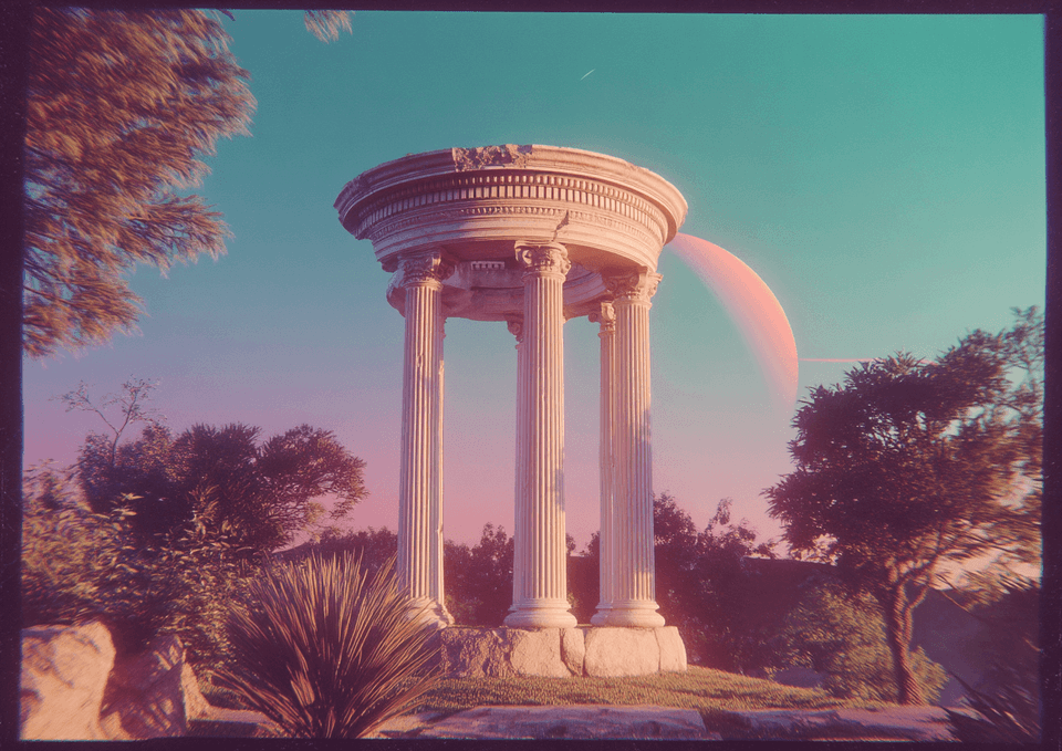 Ancient Temple Saturn: ancient, temple — AI-generated Concept Art image made with Midjourney