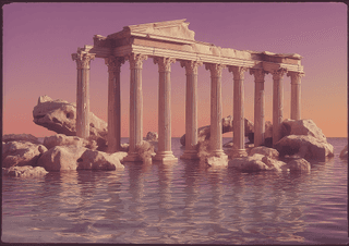 Ruins by the Sea: ruins, temple — AI-generated Concept Art image made with Midjourney