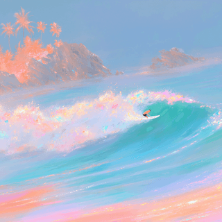 Pastel Surf Wave: surf, wave — AI-generated Concept Art image made with Midjourney