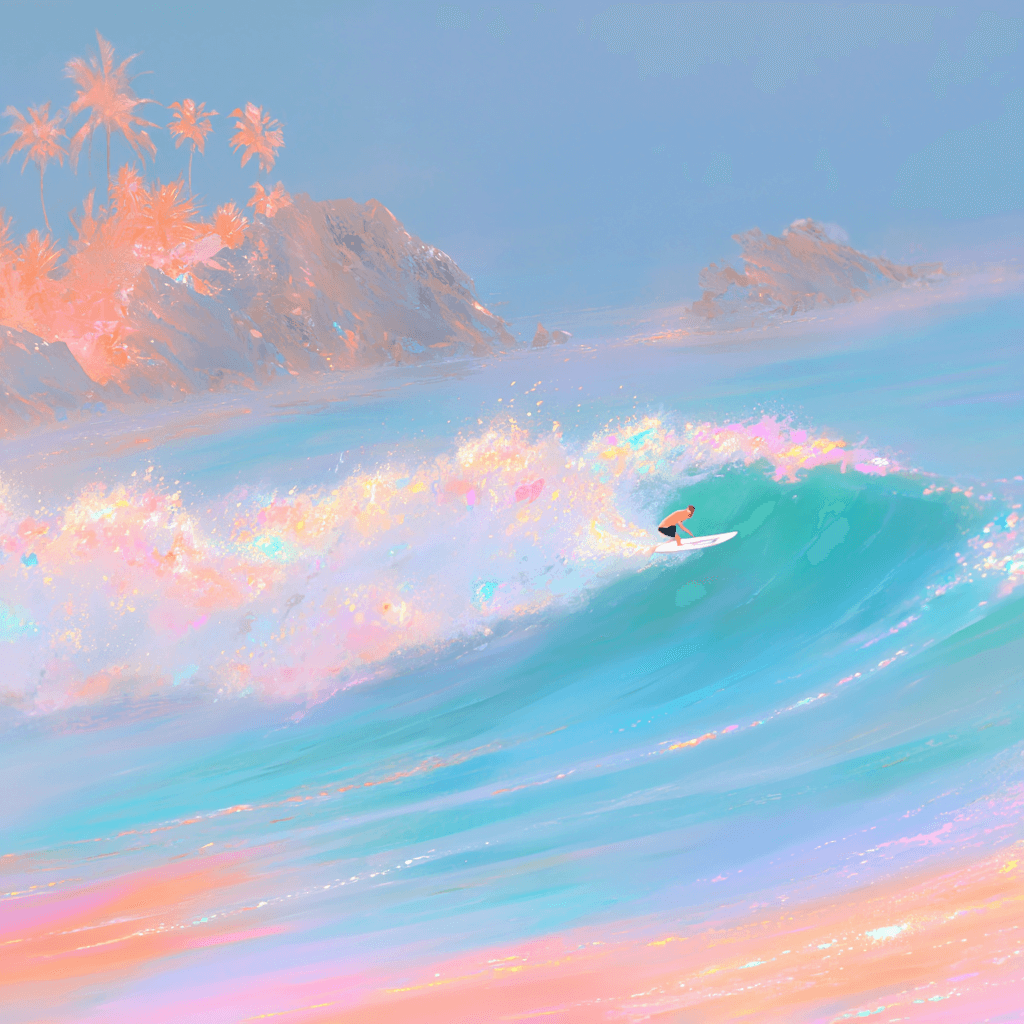 Pastel Surf Wave: surf, wave — AI-generated Concept Art image made with Midjourney