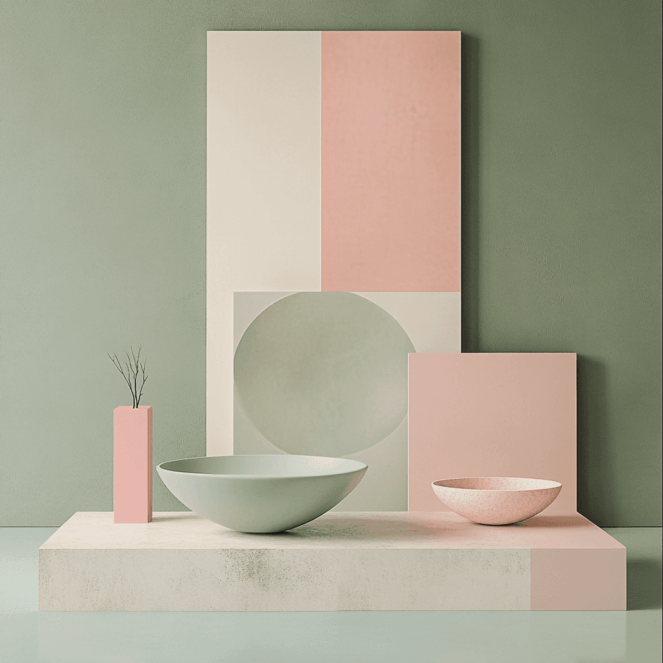 Minimal Pastel Bowls: minimalist, pastel — AI-generated Reference image made with Midjourney
