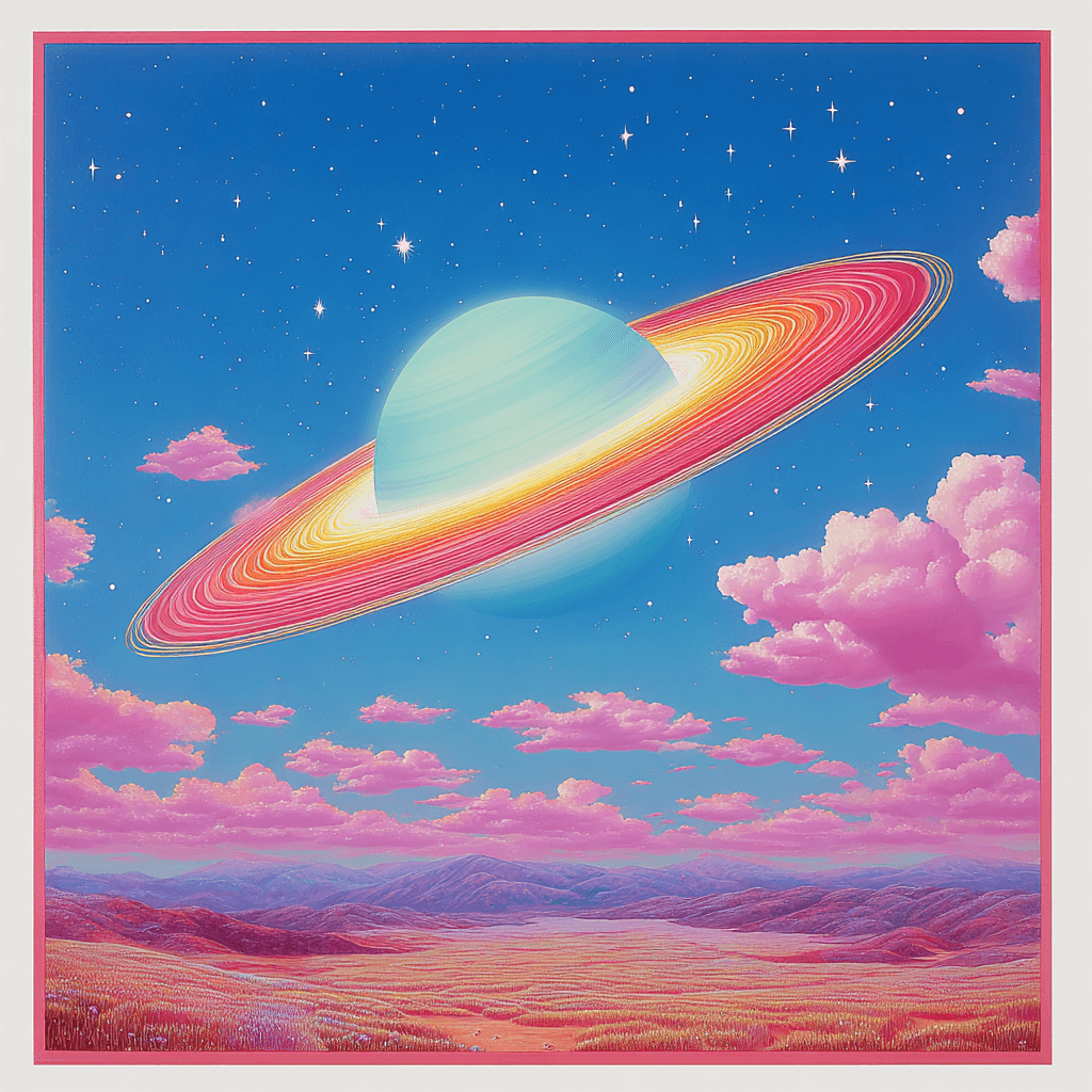 Surreal Saturn Landscape: saturn, surreal — AI-generated Concept Art image made with Midjourney