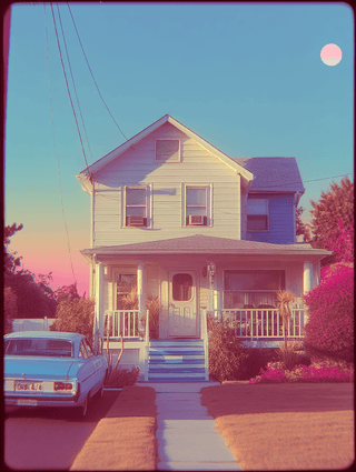 Retro Suburban House: retro, house — AI-generated Concept Art image made with Midjourney
