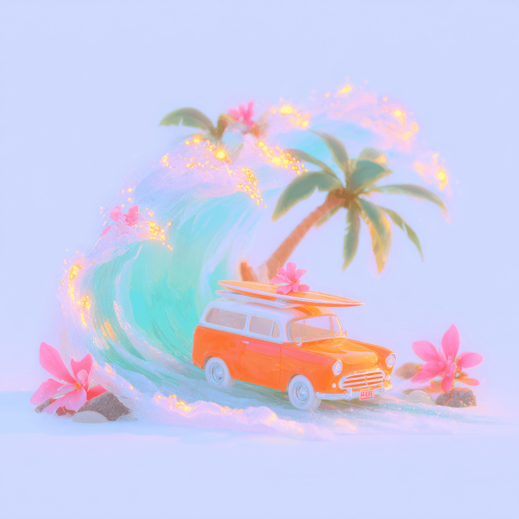 Surfing Van Fantasy: van, surf — AI-generated Concept Art image made with Midjourney