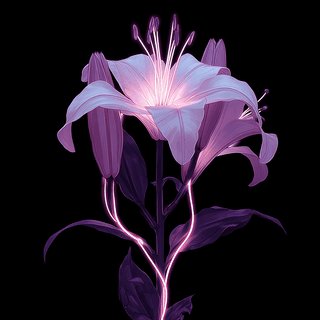 Luminous Lily: flower, neon veins — AI-generated Concept Art image made with Midjourney