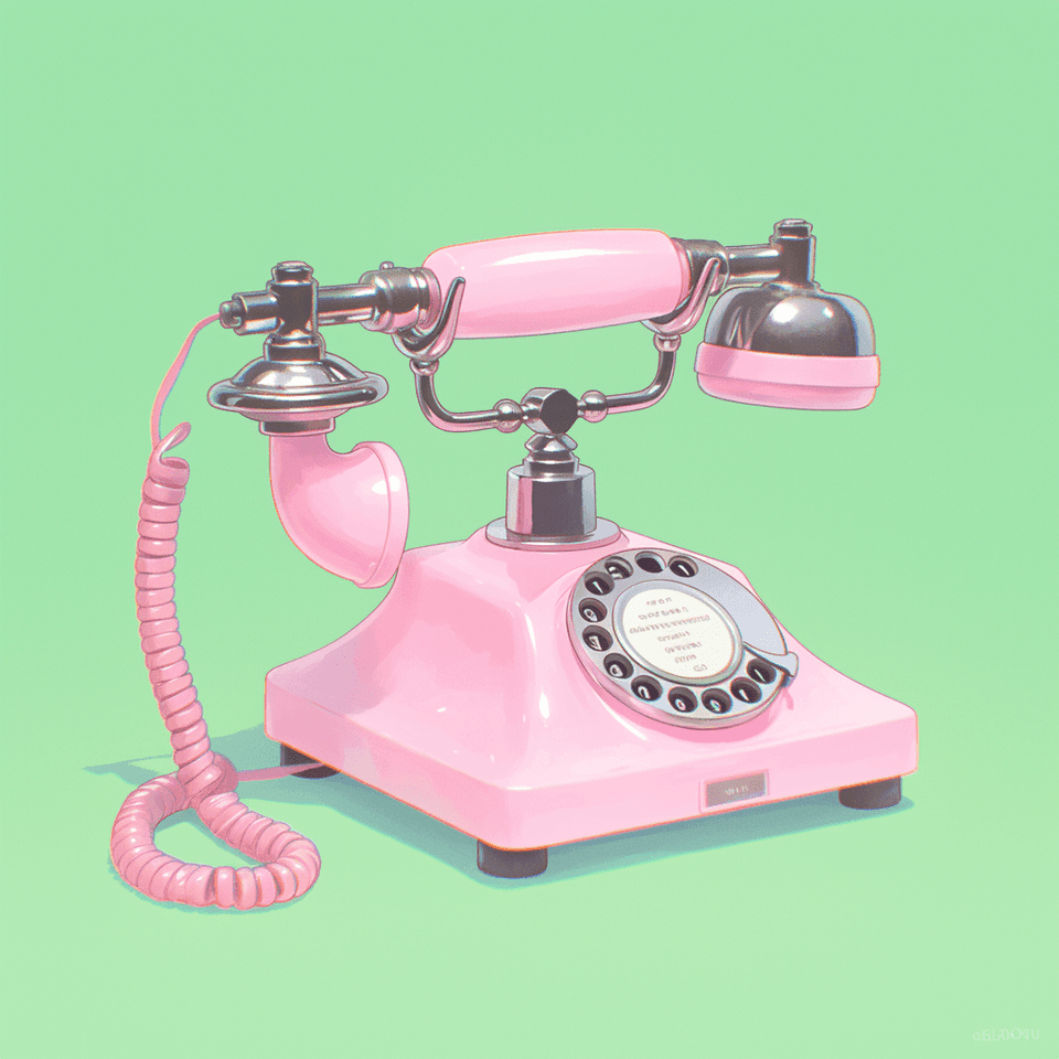 Pink Retro Telephone: telephone, pink — AI-generated Concept Art image made with Midjourney