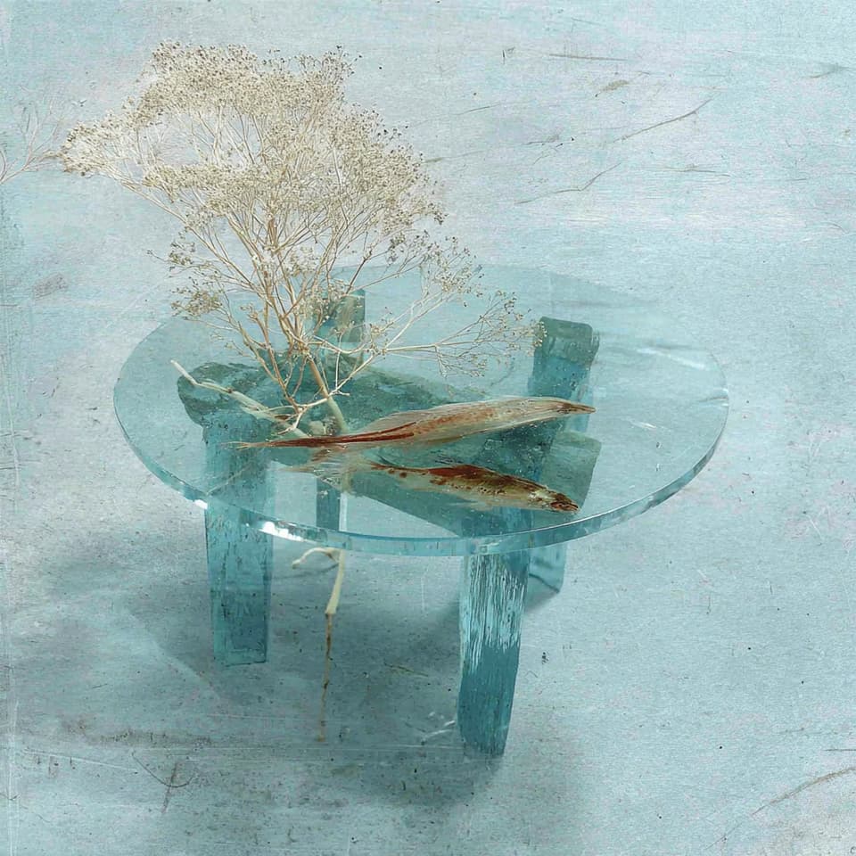 Glass Fairy Table: glass, table — AI-generated Concept Art image made with Midjourney