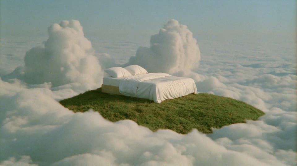Bed Above Clouds: dreamcore, liminal — AI-generated Photorealistic image made with Midjourney