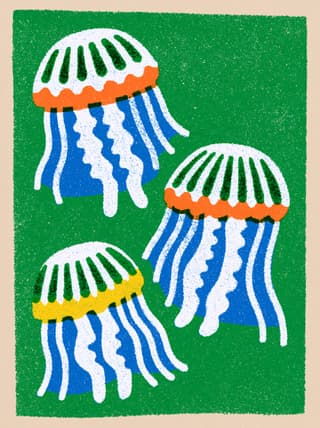 Retro Jellyfish Poster: jellyfish, poster — AI-generated Concept Art image made with Midjourney