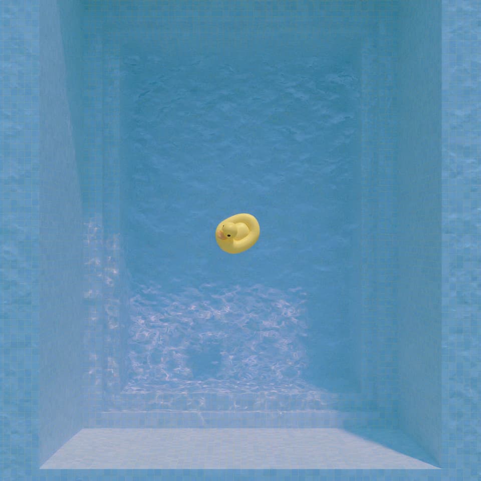 Duck in Deep Pool: pool, aerial — AI-generated Concept Art image made with Midjourney