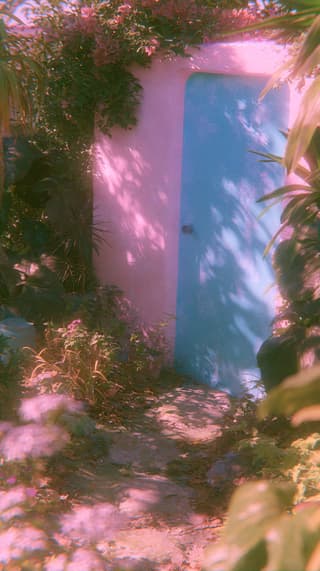 Pastel Garden Doorway: garden, pastel — AI-generated Photorealistic image made with Midjourney