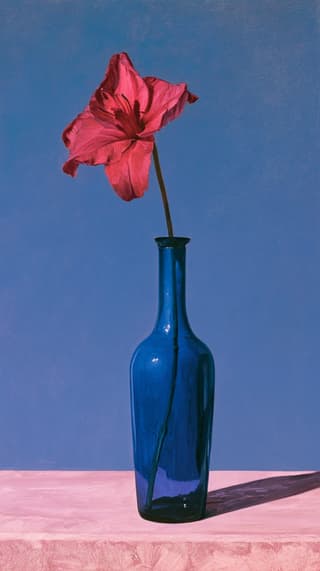 Painted Tulip in a Blue Bottle: flowers, painting — AI-generated Concept Art image made with Midjourney