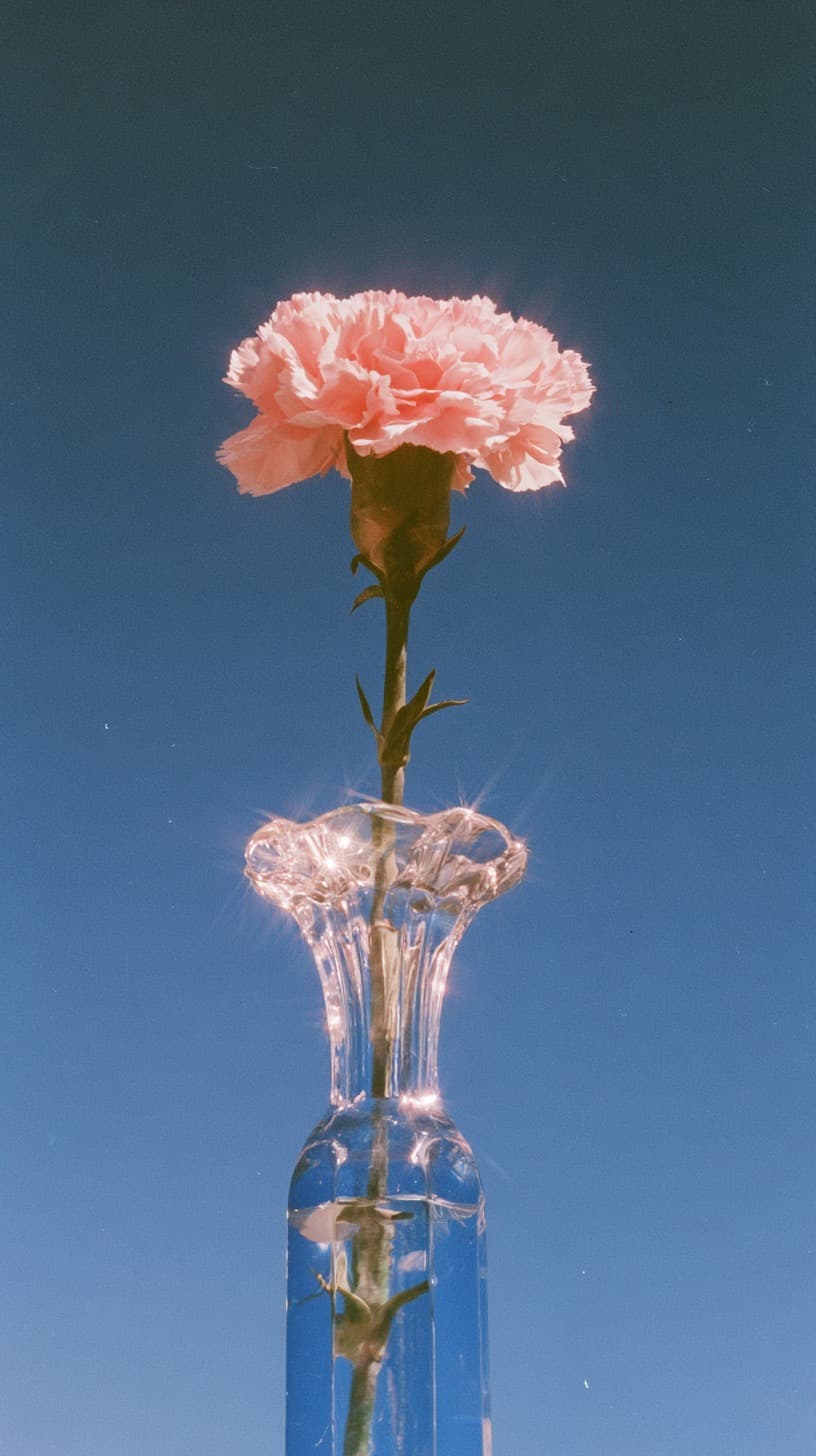 Carnation in Cut Glass: flowers, carnation — AI-generated Photorealistic image made with Midjourney