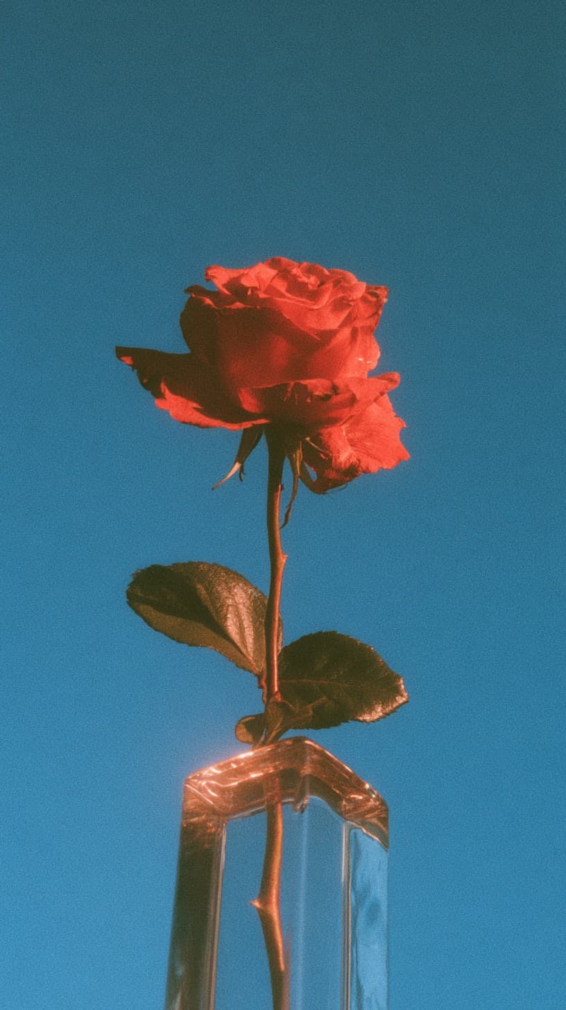 Red Rose in Full Sun: flowers, rose — AI-generated Photorealistic image made with Midjourney