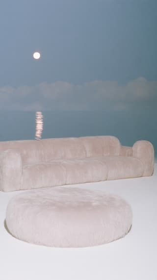 Moonrise Behind a Soft Sofa: interior, ocean — AI-generated Concept Art image made with Midjourney