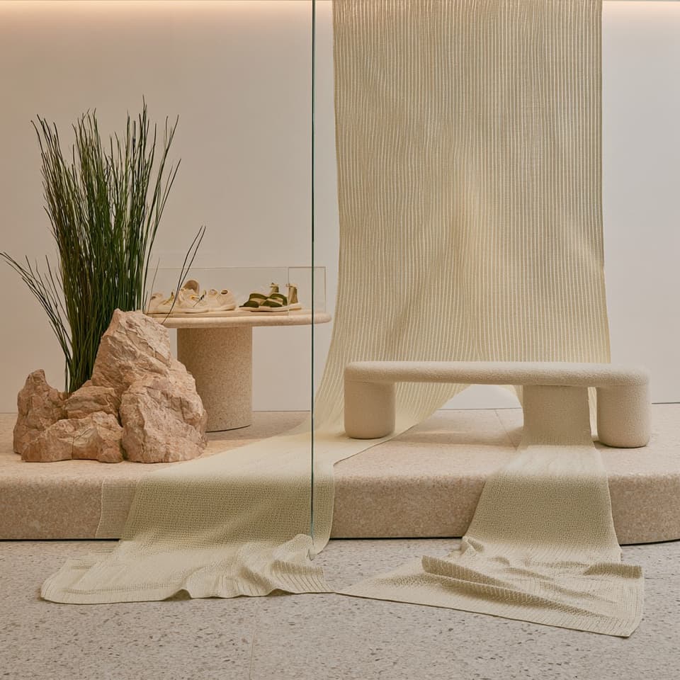 Cream Knit Window: window display, retail — AI-generated Photorealistic image made with Midjourney