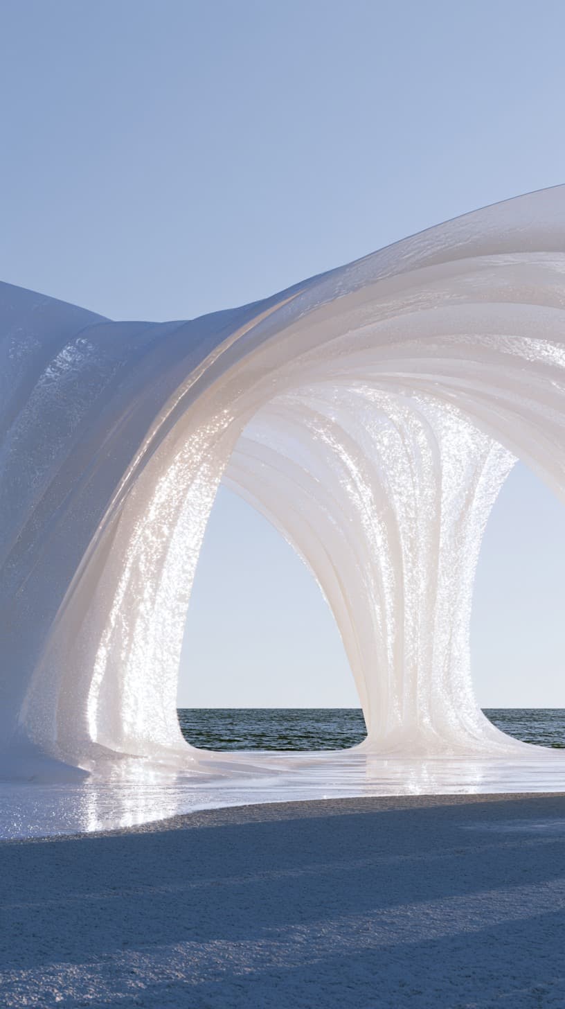 Gossamer Pavilion: pavilion, translucent — AI-generated Concept Art image made with Midjourney