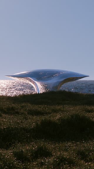 Chrome Canopy on the Headland: pavilion, chrome — AI-generated Concept Art image made with Midjourney