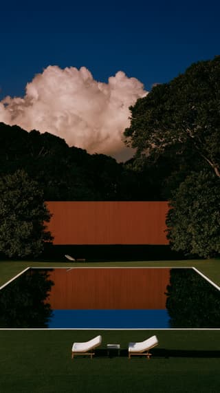 Cloud Over the Terracotta Wall: terracotta wall, pool — AI-generated Architecture image made with Midjourney