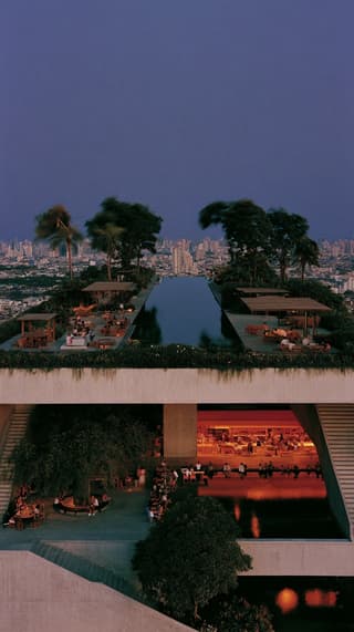 Bangkok Rooftop at Blue Hour: rooftop, pool — AI-generated Architecture image made with Midjourney