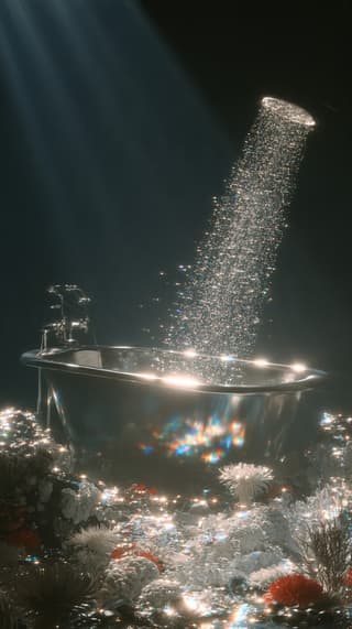 Glitter Bath Underwater: bathtub, glitter — AI-generated Concept Art image made with Midjourney