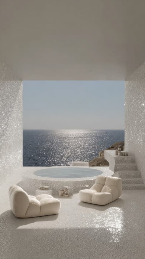 Shimmer Lounge Over the Sea: popup store, ocean — AI-generated Concept Art image made with Midjourney